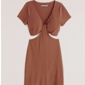 Abercrombie & Fitch Ribbed Short Sleeve O- Ring Midi Dress